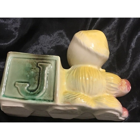 Vintage Kewpie Doll Block Porcelain Planter - Picture 2 of 6